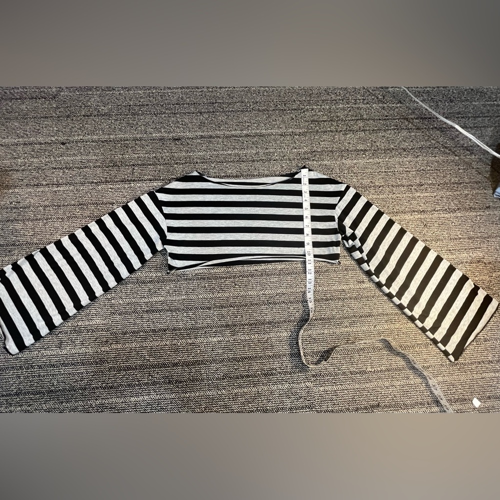 Striped Bell Sleeve Cropped Cardigan